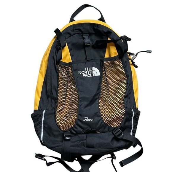 The North Face Black and Yellow Sporty Backpack with Mesh Panels - Picture 1 of 6